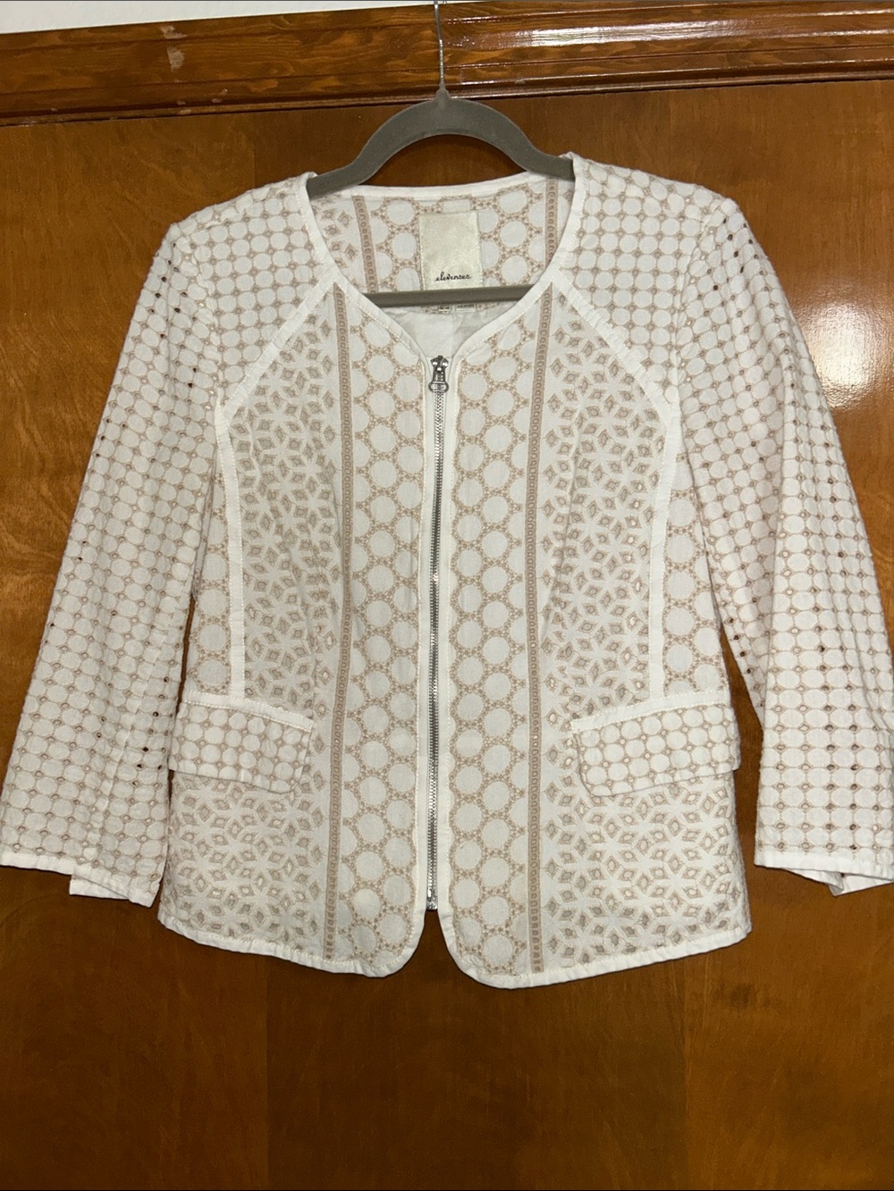 Anthropologie elevenses Cotton Eyelet Jacket Sz US 8